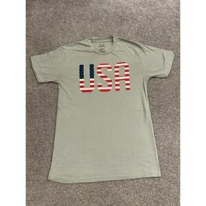 Celebrate It USA Graphic T-Shirt Adult Small Sage Green Excellent Patriotic Tee